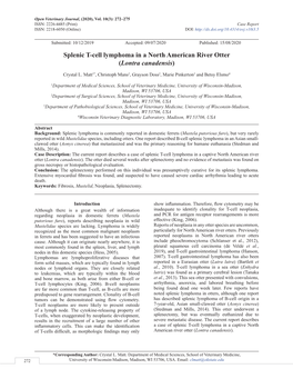 Splenic T-Cell Lymphoma in a North American River Otter (Lontra Canadensis)