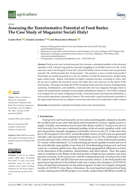 Assessing the Transformative Potential of Food Banks: the Case Study of Magazzini Sociali (Italy)