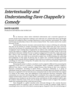 Intertextuality and Understanding Dave Chappelle's Comedy