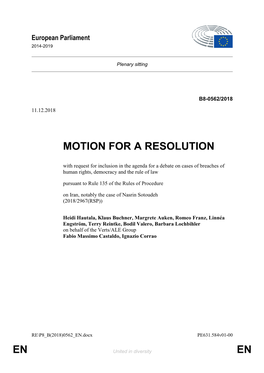 En En Motion for a Resolution