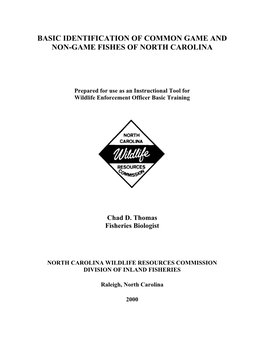 Basic Identification of Common Game and Non-Game Fishes of North Carolina