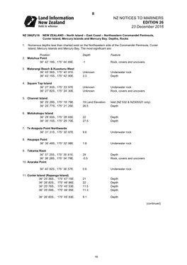 II NZ NOTICES to MARINERS EDITION 26 23 December 2016