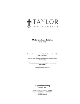 Under Ta Rgraduate Aylor Univ E Catalog Versity G