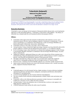 Tofacitinib (Xeljanz) Drug Monograph