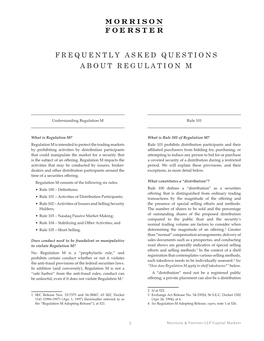 Frequently Asked Questions About Regulation M