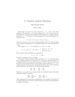 2. Complex Analytic Functions