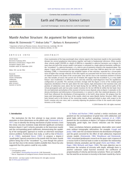 Mantle Anchor Structure: an Argument for Bottom up Tectonics