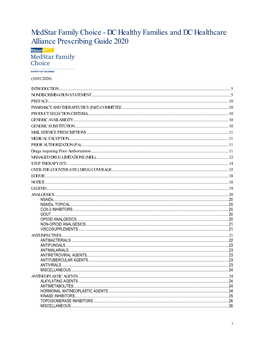 DC Healthy Families and DC Healthcare Alliance Prescribing Guide 2020