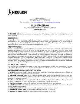 Flunitrazepam Elisa Kit Instructions Product #109519 & 109516 Forensic Use Only