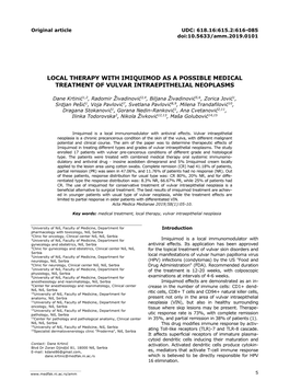 Local Therapy with Imiquimod As a Possible Medical Treatment of Vulvar Intraepithelial Neoplasms