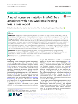 A Novel Nonsense Mutation in MYO15A Is