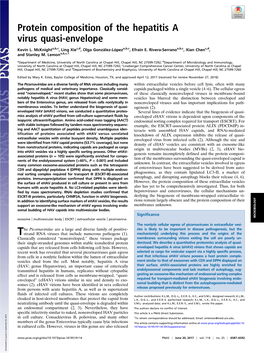 Protein Composition of the Hepatitis a Virus Quasi-Envelope