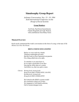 Simulosophy Group Report