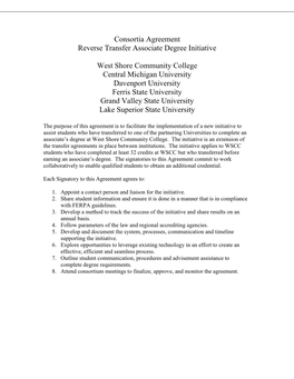 Consortia Agreement Reverse Transfer Associate Degree Initiative