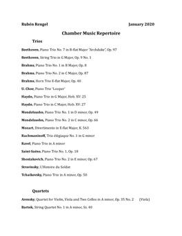 Chamber Music Repertoire Trios