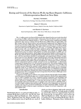 Zoning and Genesis of the Darwin Pb-Zn-Ag Skarn Deposit