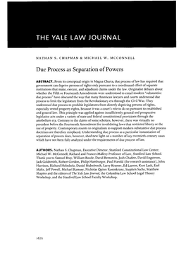 Due Process As Separation of Powers