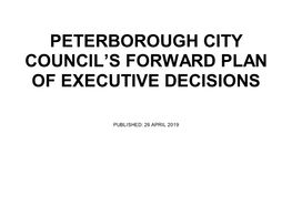 Peterborough City Council's Forward Plan of Executive