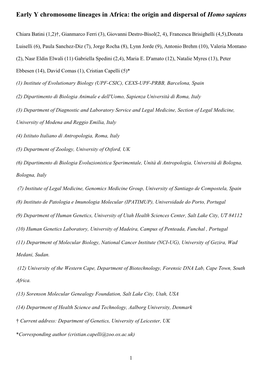 Early Y Chromosome Lineages and the Peopling of Africa