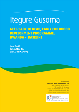 Itegure Gusoma GET READY to READ, EARLY CHILDHOOD DEVELOPMENT PROGRAMME, RWANDA - BASELINE