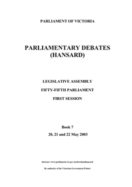 Parliamentary Debates (Hansard)