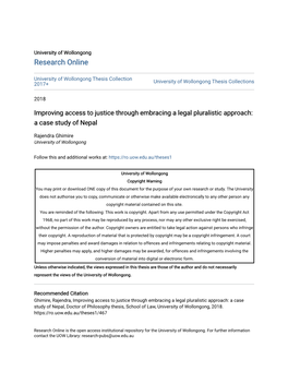Improving Access to Justice Through Embracing a Legal Pluralistic Approach: a Case Study of Nepal