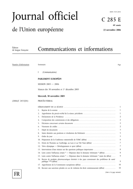 Journal Officiel C 285 E 49E Année De L'union Européenne 22 Novembre 2006