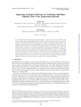 Improving Ecological Inference by Predicting Individual Ethnicity from Voter Registration Records