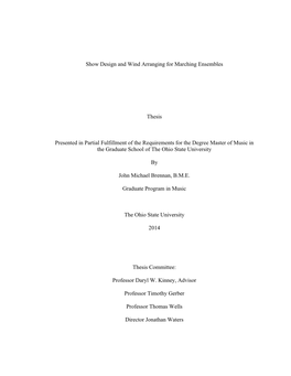 Show Design and Wind Arranging for Marching Ensembles