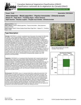 Type Description Abies Balsamea – Betula Papyrifera – Populus