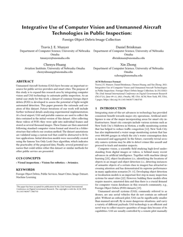 Integrative Use of Computer Vision and Unmanned Aircraft Technologies in Public Inspection: Foreign Object Debris Image Collection