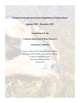 Trends in Fish and Invertebrate Populations of Suisun Marsh January 2017