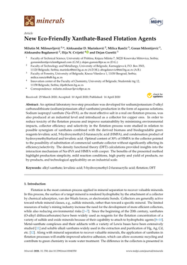 New Eco-Friendly Xanthate-Based Flotation Agents