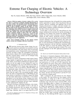 Extreme Fast Charging of Electric Vehicles: a Technology Overview