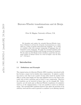 Burrows-Wheeler Transformations and De Bruijn Words