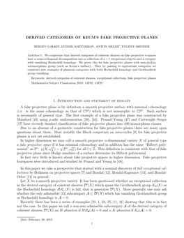 Derived Categories of Keum's Fake Projective Planes 1