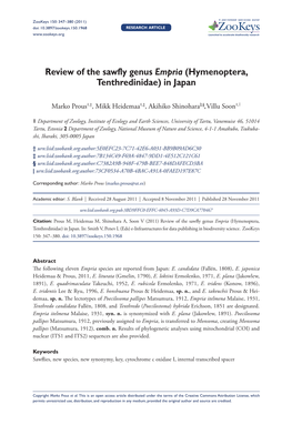 Review of the Sawfly Genus Empria (Hymenoptera, Tenthredinidae) in Japan