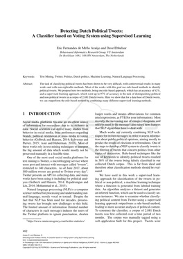 Detecting Dutch Political Tweets: a Classiﬁer Based on Voting System Using Supervised Learning