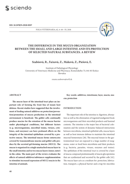 The Difference in the Mucus Organization Between the Small and Large Intestine and Its Protection of Selected Natural Substances