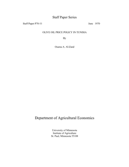 Department of Agricultural Economics