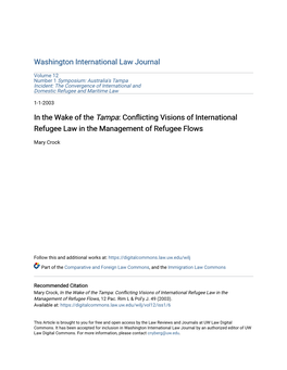 In the Wake of the Tampa: Conflicting Visions of International Refugee Law in the Management of Refugee Flows