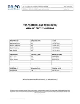 Ground Beetle Sampling Date: 01/26/2018