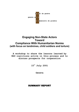 Engaging Non-State Actors Compliance With