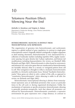 Telomere Position Effect: Silencing Near the End