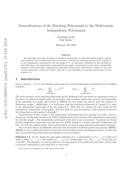 Generalizations of the Matching Polynomial to the Multivariate