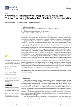 An Ensemble of Deep Learning Models for Weather Nowcasting Based on Radar Products’ Values Prediction