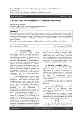 A Brief Study on Covariance of Newtonian Mechanics