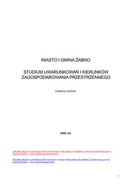 Miasto I Gmina Żabno Studium Uwarunkowań I Kierunków Zagospodarowania Przestrzennego