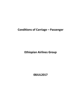 Conditions of Carriage – Passenger Ethiopian Airlines Group 08JUL2017