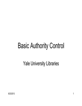 Basic Authority Control